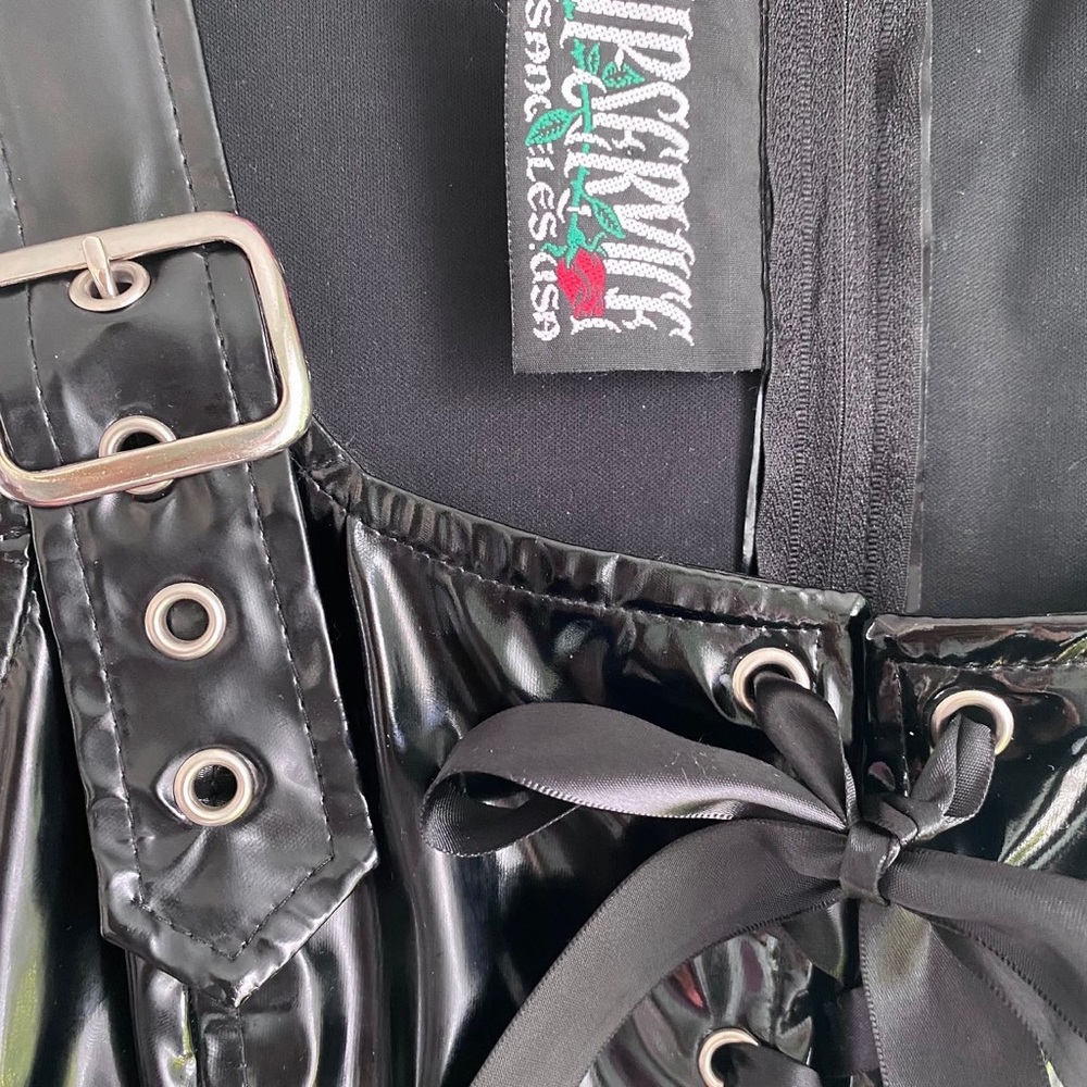 Vintage 90's Lip Service Vinyl Pinafore Dress - Picture 7 of 8